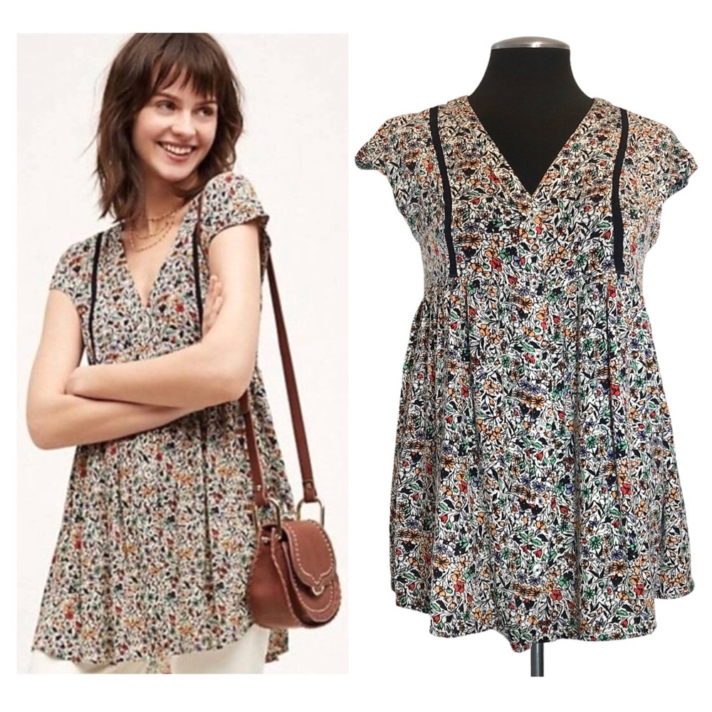 Vanessa Virginia - Floral Ladder Lace V-Neck Tunic - Anthropologie
